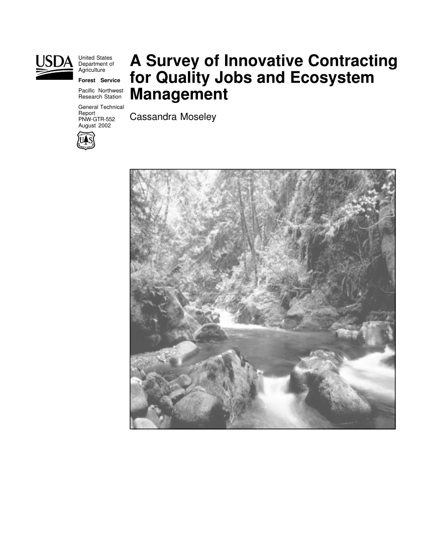 Pdf A Survey Of Innovative Contracting For Quality Jobs And - pdf a survey of innovative contracting for quality jobs and ecosystem management